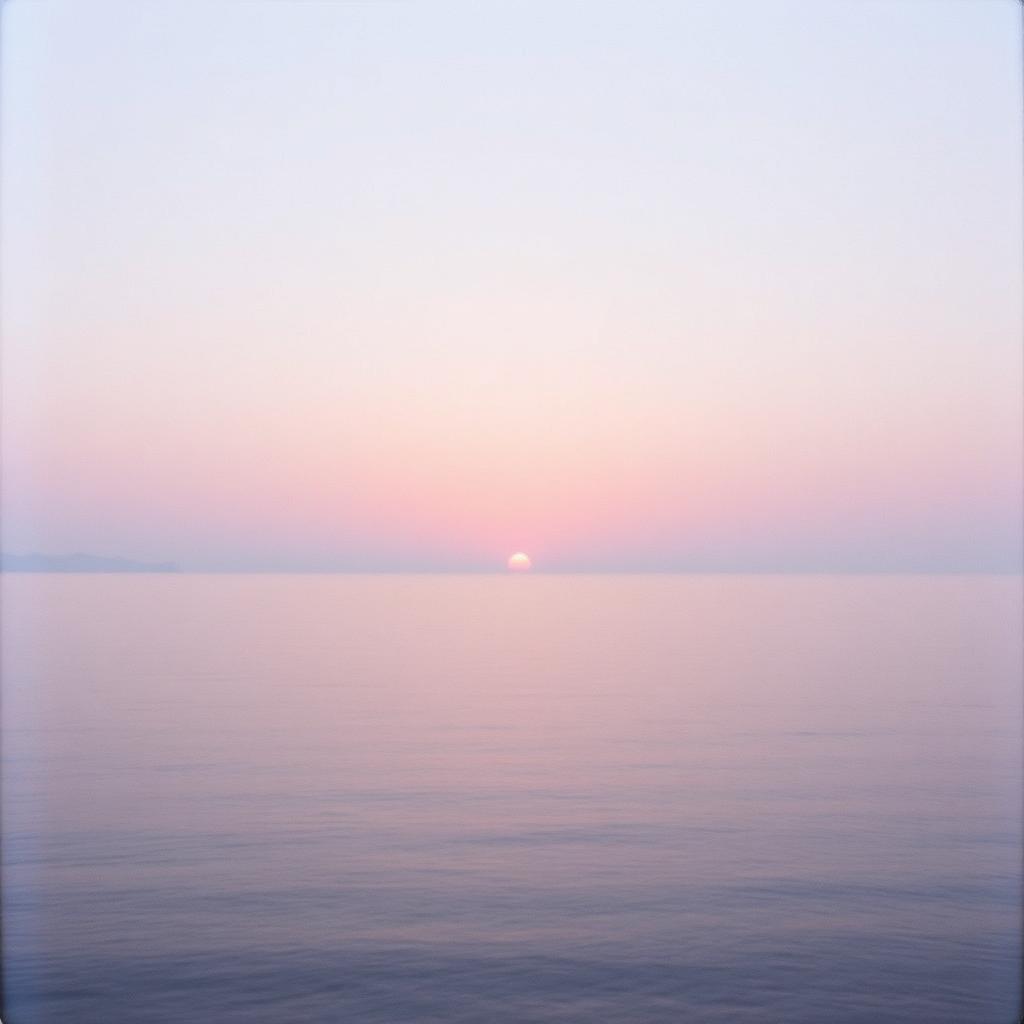 A calm horizon at sunrise over still water.